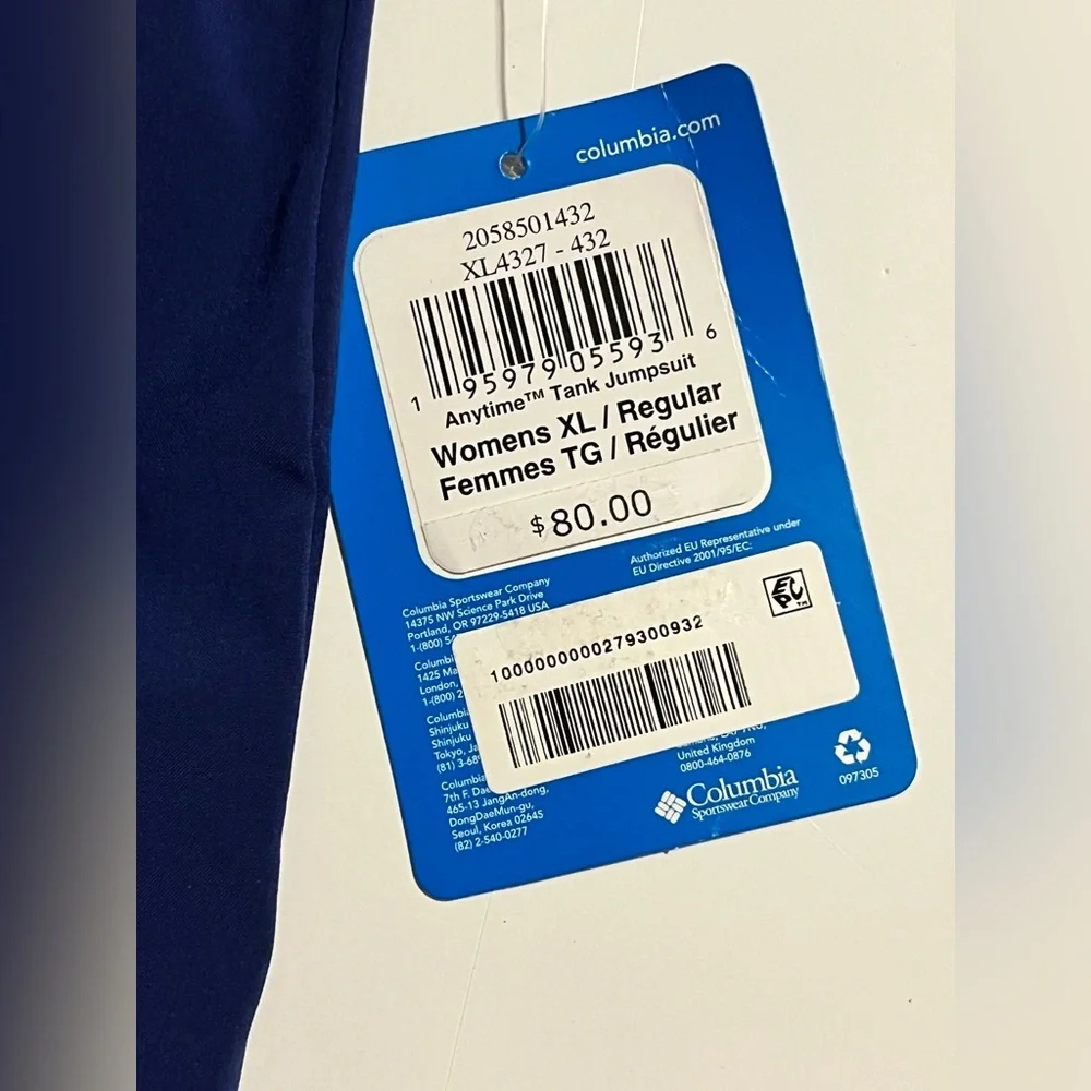 Columbia Women's Blue Anytime Tank Jumpsuit w Pockets Size XXL New with Tags NWT - Picture 12 of 16